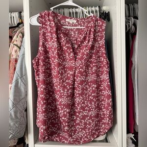 Chic Floral Sleeveless Blouse - Burgundy/Mauve
